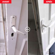 Réparation et laquage d'une porte d'entrée PVC