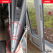 Réparation et laquage d'une porte fenêtre après effraction