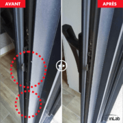 Réparation d'une baie coulissante Alu avec des traces d'effraction