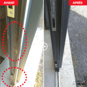 Réparation et laquage d'une porte d'entrée alu après effraction