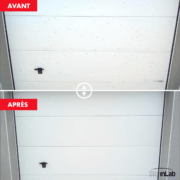 Réparation d'une porte de garage avec impacts de grêle